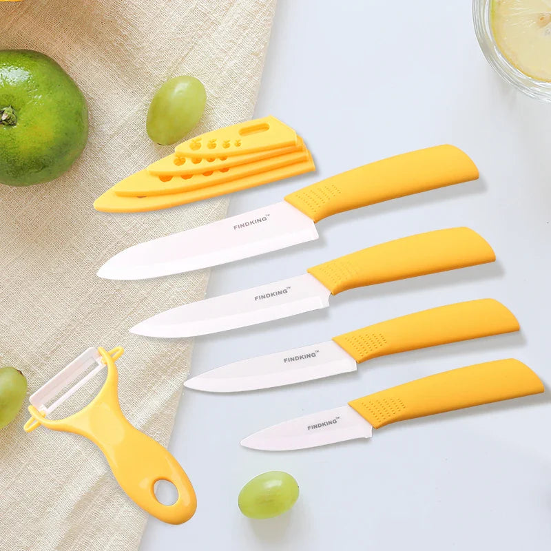 FINDKING-Juego de cuchillos de cocina de circonia de cerámica de alta calidad, cuchillo de cerámica de 3, 4, 5 y 6 pulgadas, cubiertas peladoras para carne, pan, fruta, juego de cuchillos
