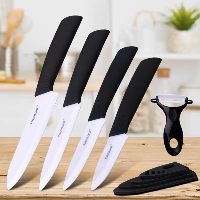 FINDKING-Juego de cuchillos de cocina de circonia de cerámica de alta calidad, cuchillo de cerámica de 3, 4, 5 y 6 pulgadas, cubiertas peladoras para carne, pan, fruta, juego de cuchillos