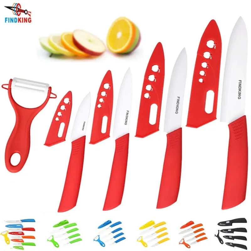 FINDKING-Juego de cuchillos de cocina de circonia de cerámica de alta calidad, cuchillo de cerámica de 3, 4, 5 y 6 pulgadas, cubiertas peladoras para carne, pan, fruta, juego de cuchillos