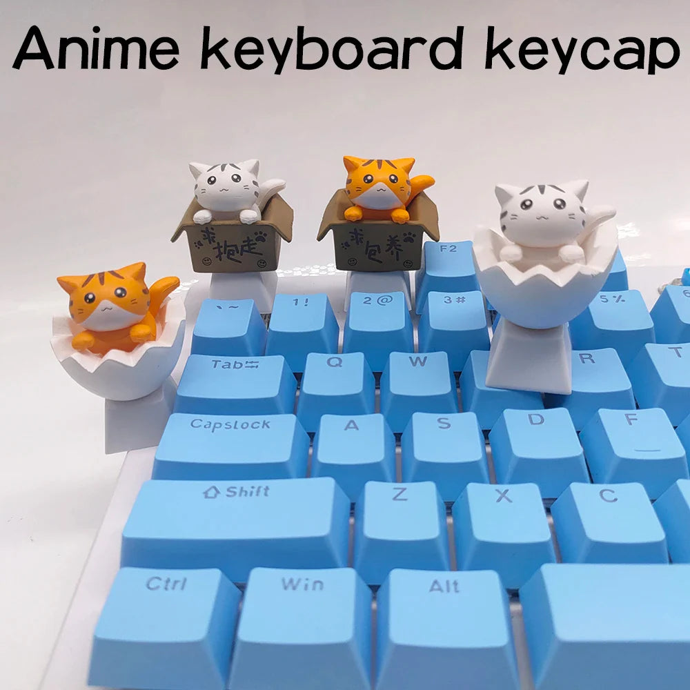 Personaliza tu teclado con lindas teclas de gato - PBT Axis Cherry MX Artisan Anime Pink Kawaii Accesorios