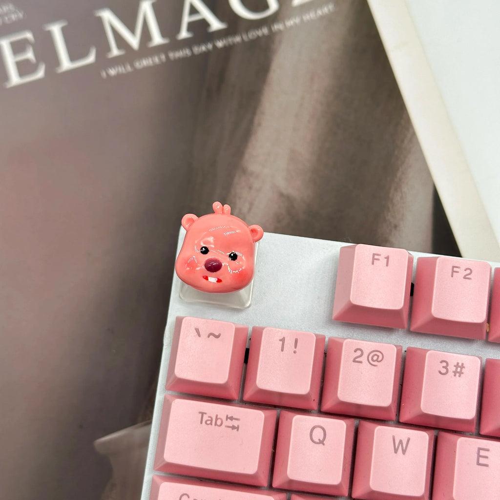 Handgefertigte Tastenkappen aus Kunstharz, mechanische Tastatur-Tastenkappen, süßer Biber, Loopy, individuelles Gaming-Zubehör, Dekoration, Geschenke
