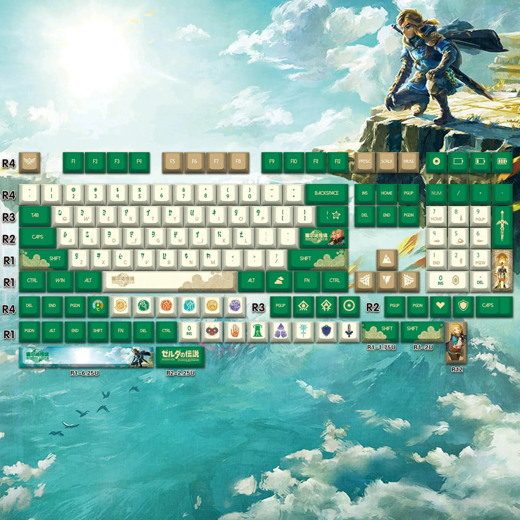 Kingdom Tears Keycaps Legend of Zeldas Key Caps PBT Custom Cherry Amilo IKBC Mũ bàn phím dễ thương cho bàn phím cơ Ganming