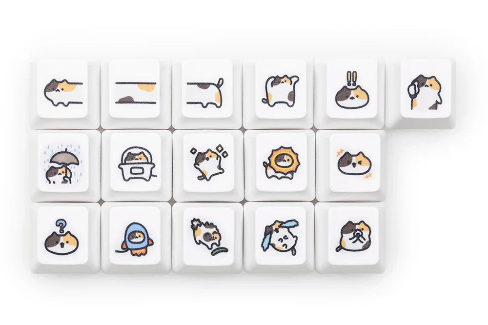 Lindo pequeño gato Calico Keycap Kitty Meme Keycap Dye Subbed keycaps para mx stem Gaming Teclados mecánicos naranja blanco negro