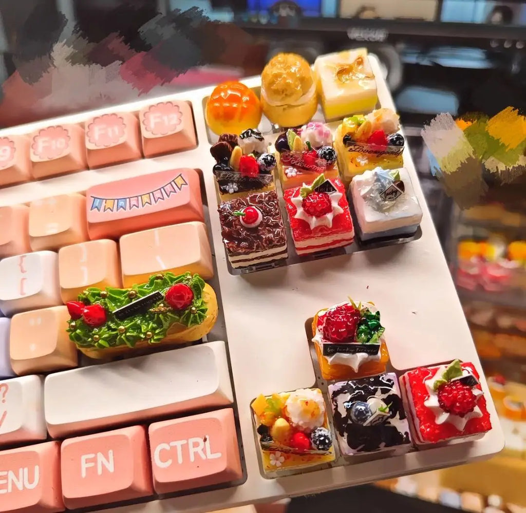 Ban Đầu Dễ Thương Bánh Keycap Kawaii Đất Sét Mũ Bàn Phím Tùy Chỉnh Thủ Công Trò Chơi Nghệ Thuật Keycaps Cho Bàn Phím Cơ Tặng Switch MX