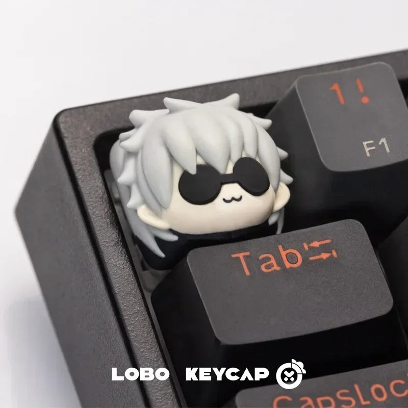 Mifuny Jujutsu Kaisen أغطية المفاتيح Satoru Gojo أنيمي Keycap مخصص اليدوية الراتنج الصليب محور أغطية المفاتيح للوحة المفاتيح الميكانيكية Crush80
