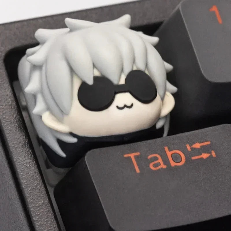 Mifuny Jujutsu Kaisen أغطية المفاتيح Satoru Gojo أنيمي Keycap مخصص اليدوية الراتنج الصليب محور أغطية المفاتيح للوحة المفاتيح الميكانيكية Crush80