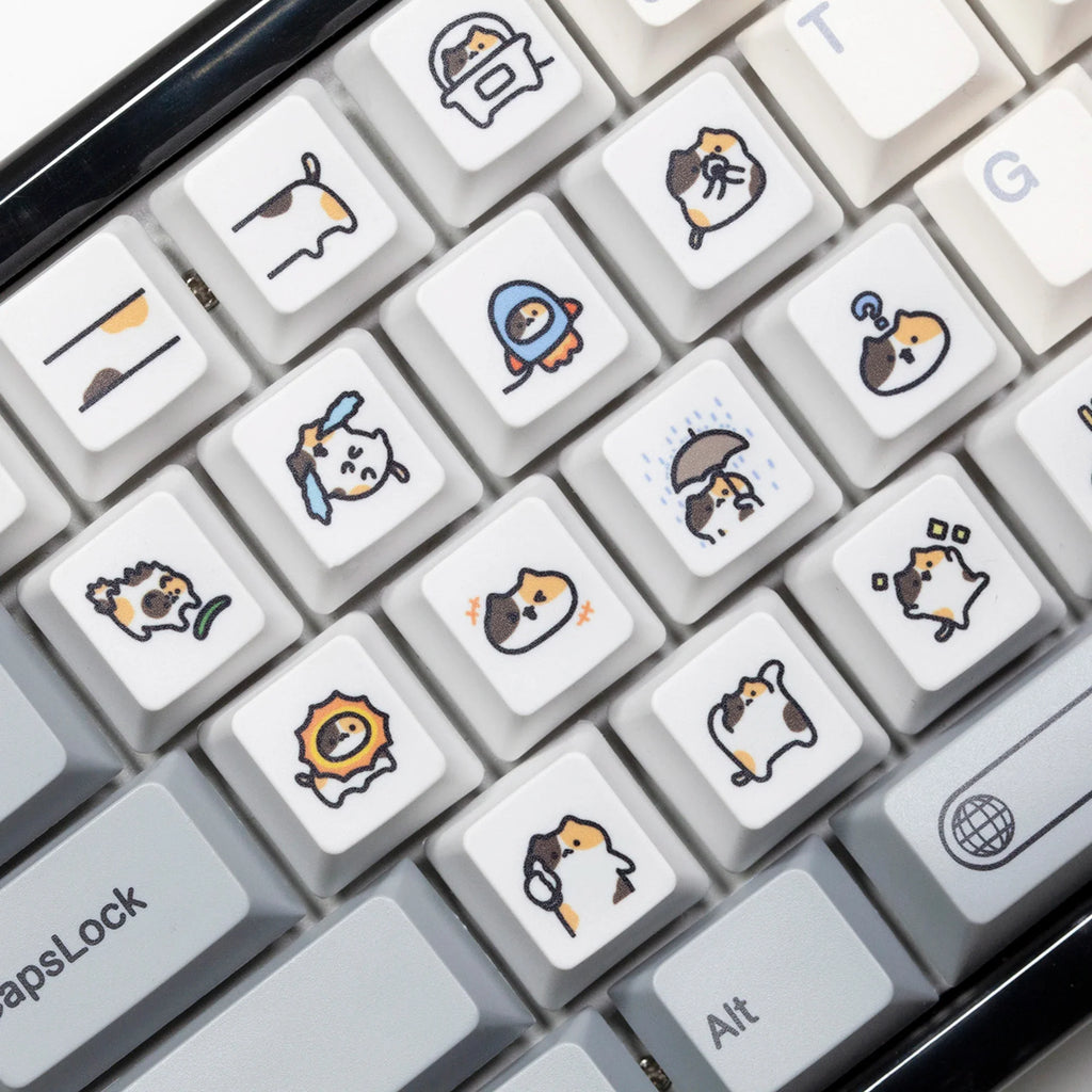 Lindo pequeño gato Calico Keycap Kitty Meme Keycap Dye Subbed keycaps para mx stem Gaming Teclados mecánicos naranja blanco negro