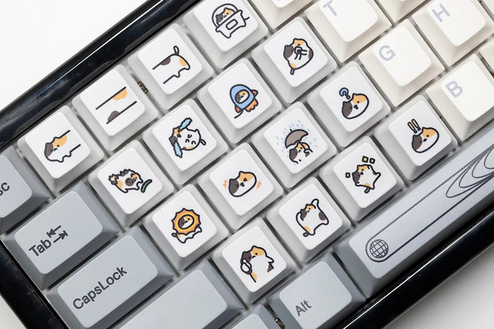 Lindo pequeño gato Calico Keycap Kitty Meme Keycap Dye Subbed keycaps para mx stem Gaming Teclados mecánicos naranja blanco negro
