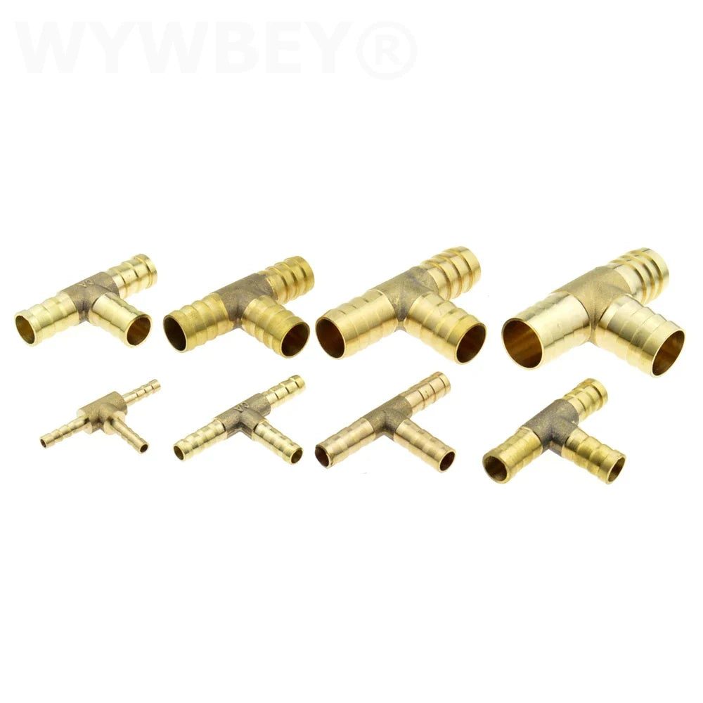 Tee Y 3 4 vías conector de manguera de latón empalmador conector de tubería de púa 4 6 8 10 12 19mm 25mm adaptador de acoplador de manguera de aire y agua neumático de cola