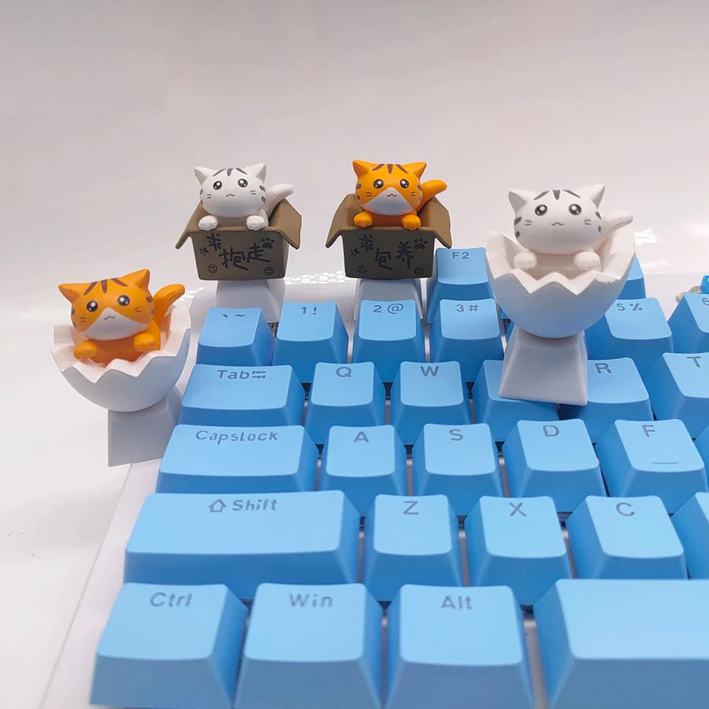Personaliza tu teclado con lindas teclas de gato - PBT Axis Cherry MX Artisan Anime Pink Kawaii Accesorios